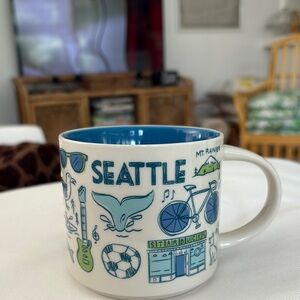 Starbucks Seattle Mug with Blue and White Design